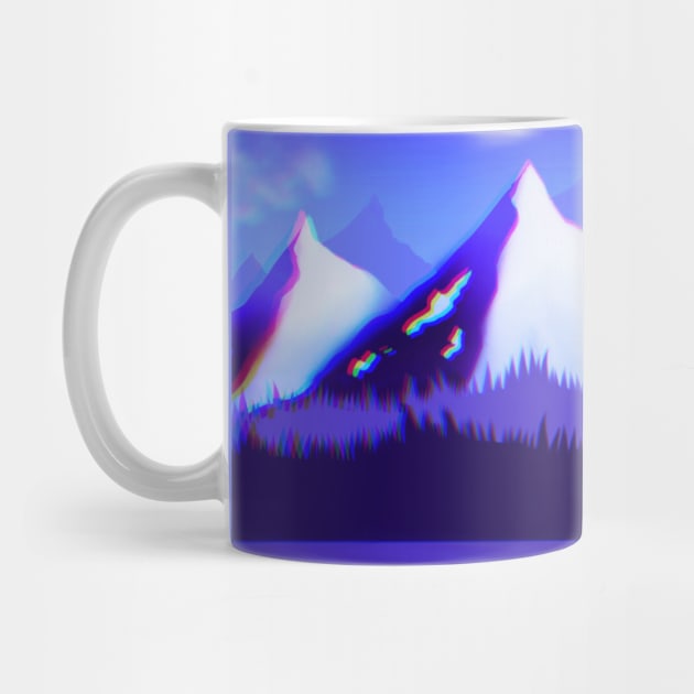 Blue Purple Mountains nature Landscape with chromatic aberration by galaxieartshop